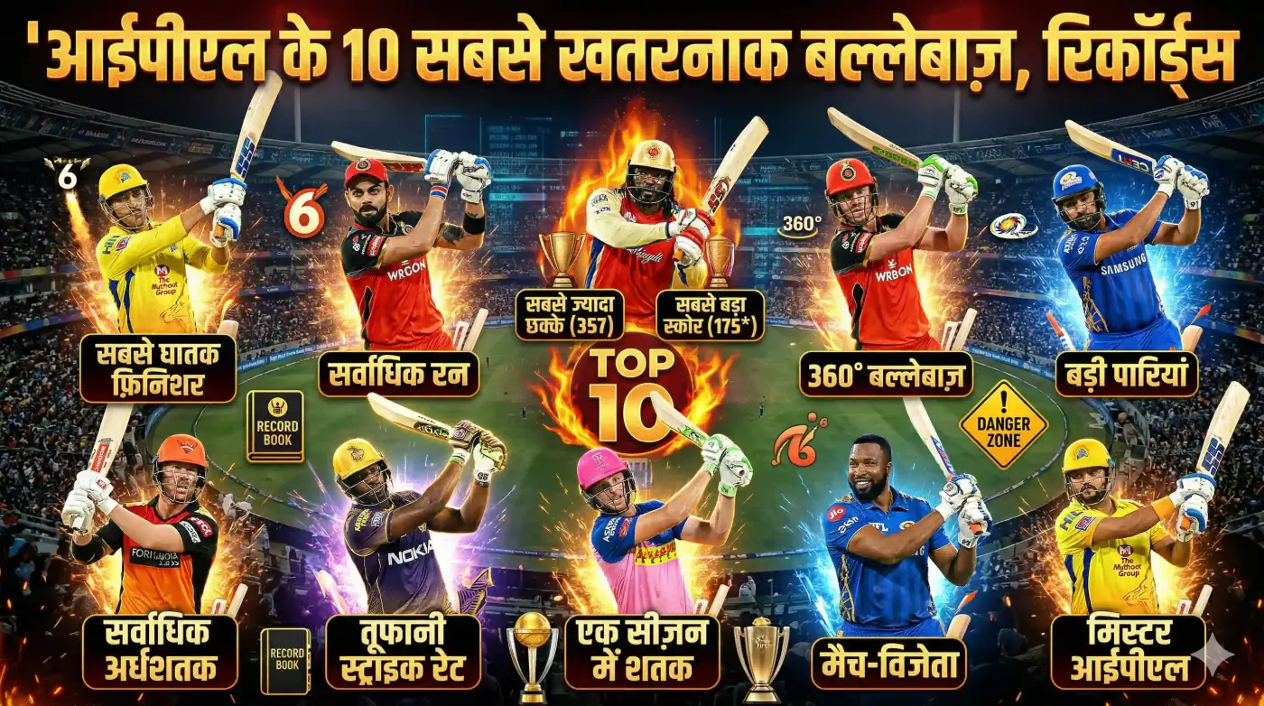 आईपीएल के टॉप 10 बल्लेबाज लिस्ट 2026 - क्रिकेट संगम हिंदी क्रिकेट न्यूज़